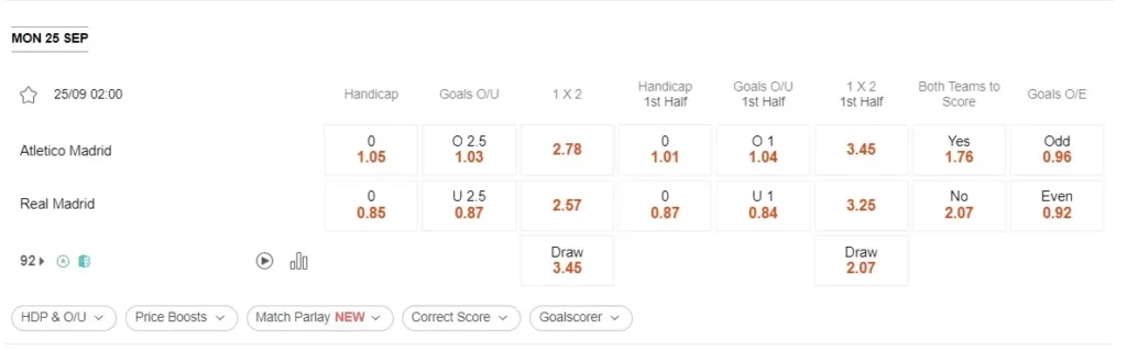 Identify Atletico Madrid vs Real Madrid 25092023
