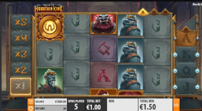 Hall of the Mountain King - Slot game to discover the secret treasure of the Mountain God