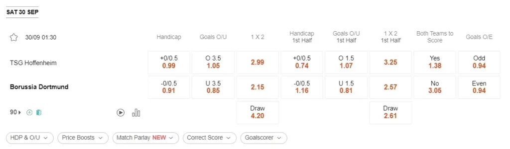 Identify Hoffenheim vs Dortmund 30092023