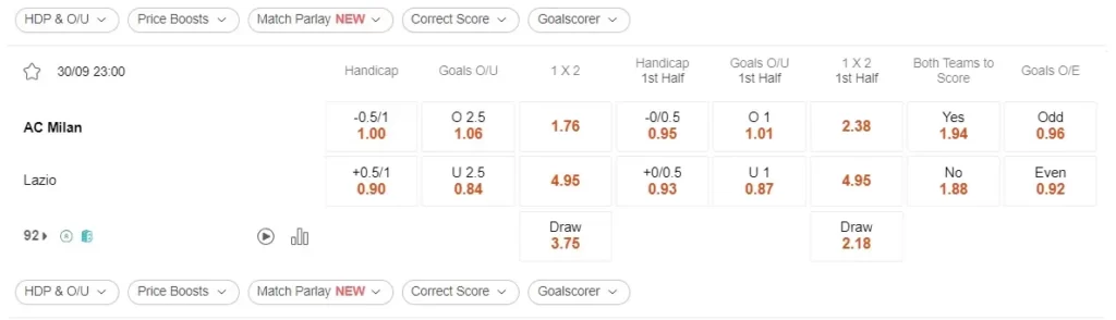 Identify Milan vs Lazio 30092023