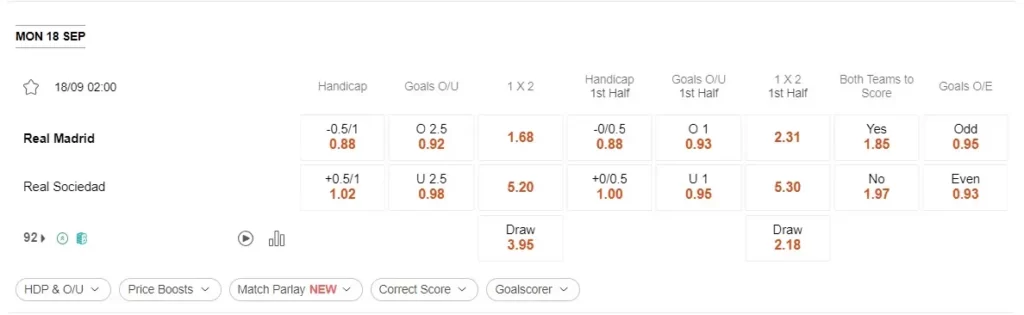 Identify Real Madrid vs Real Sociedad 18092023