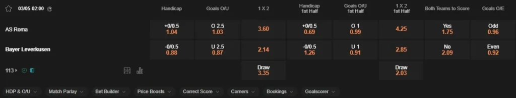identify roma vs leverkusen 03052024