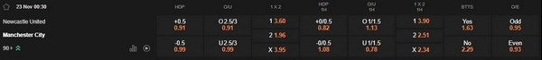 prediction Newcastle United vs Manchester City 23112025
