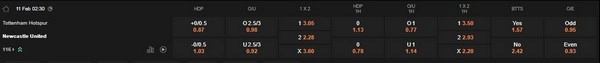 prediction Tottenham vs Newcastle 11022026