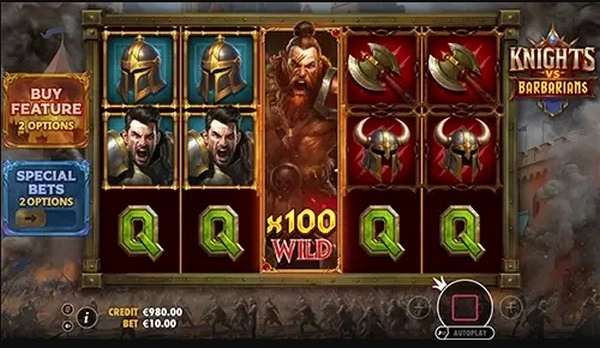 Knights vs Barbarians, a medieval battle slot filled with high stakes action